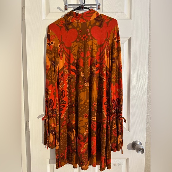 Free People Long Sleeve High Neck Open Back Floral Dress - Picture 1 of 3